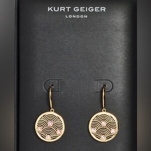 Kurt Geiger Gold Earrings with Pink Accents